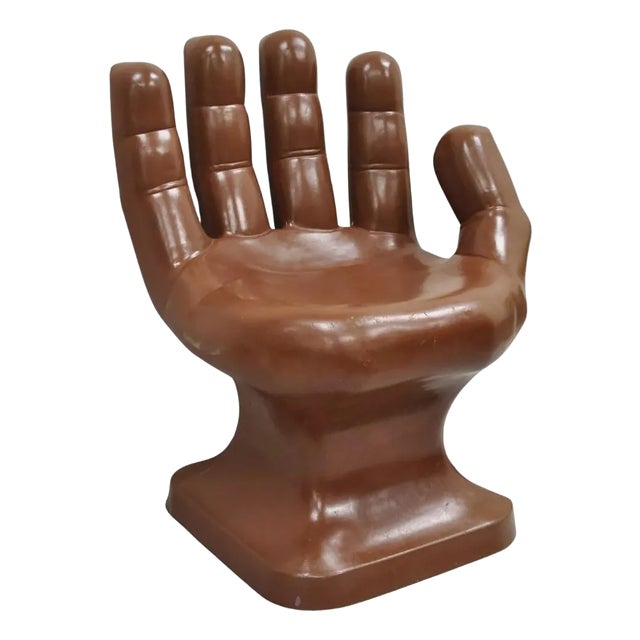 Vintage Mid Century Modern 1980s Brown Molded Plastic Hand Chair For Sale