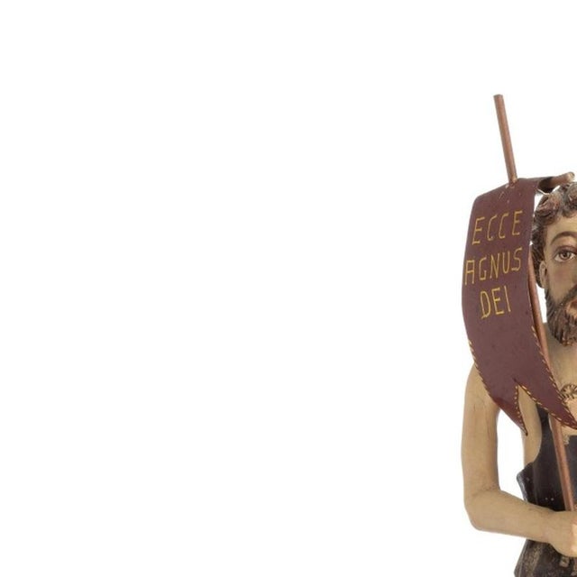 Sacred Art - Saint John the Baptist - 19th Century. Portuguese sculpture, 19th/20th century, in polychrome wood. The...