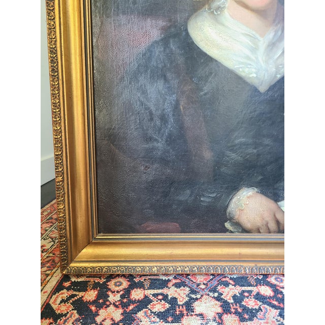 Antique 19th Century Victorian Oil Painting Portrait of a Lady For Sale - Image 10 of 18