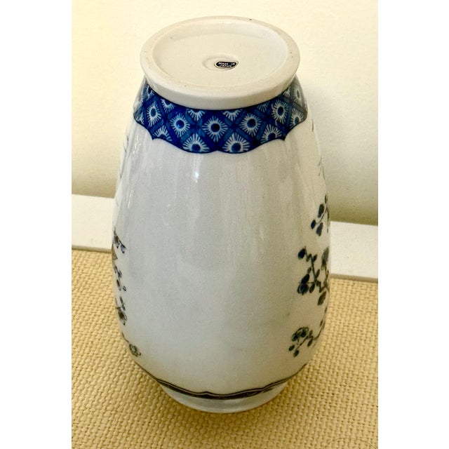 Ceramic Blue and White Japanese Peacock Vase For Sale - Image 7 of 9