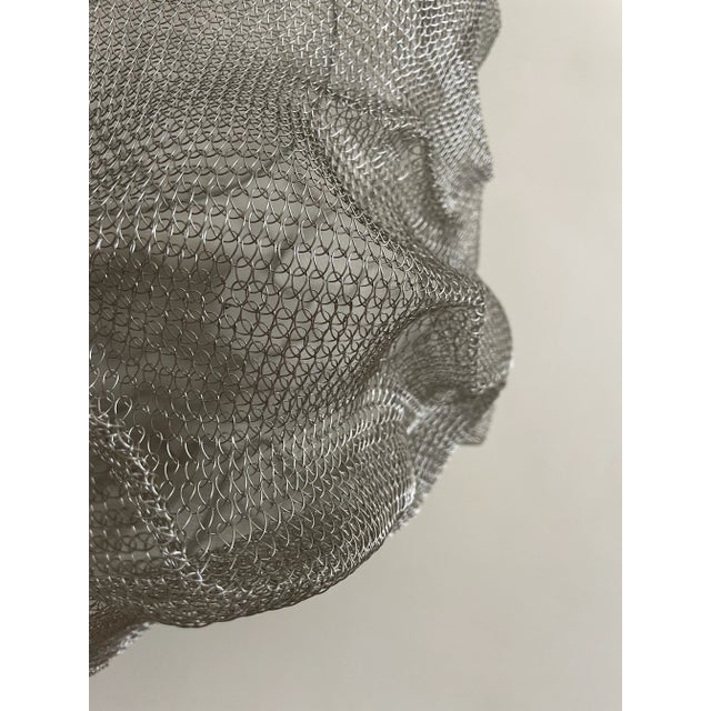 21st Century Handcrafted Knitted Lamp Cloud in Silver Color, D80cm For Sale - Image 9 of 9