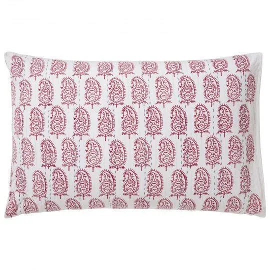 The Sahara-Yasmin pillow case is embellished with visible running stitches. It features the Sahara paisley motif with bold...