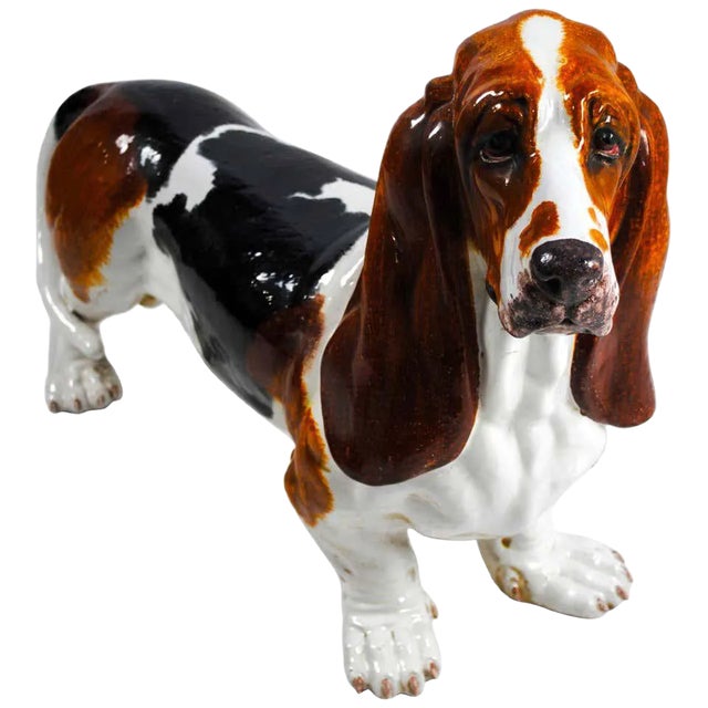 19th Century Ceramic Life-Sized Basset Hound For Sale