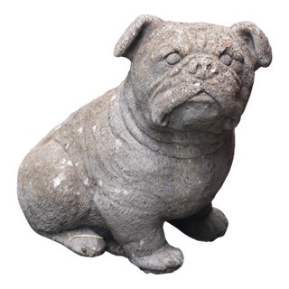 Mid-20th Century English Cast Stone Bull Dog Garden Figure For Sale