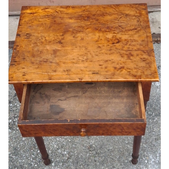 Traditional Early 19th Century Late Federal Birdseye Maple Single Drawer Work Table For Sale - Image 3 of 15
