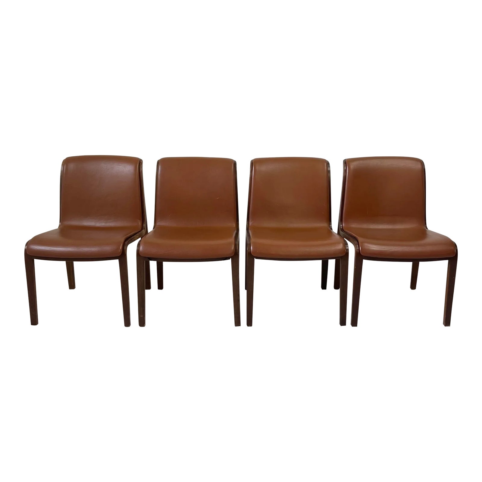 Set of 4 Bill Stephens for Knoll Leather Bentwood Chairs Chairish