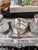 Set of 4, Antique silverplate inkwell stand with crystal diamond cut inkwells // pen and ink // desk accessory // silver on copper For Sale - Image 15 of 15