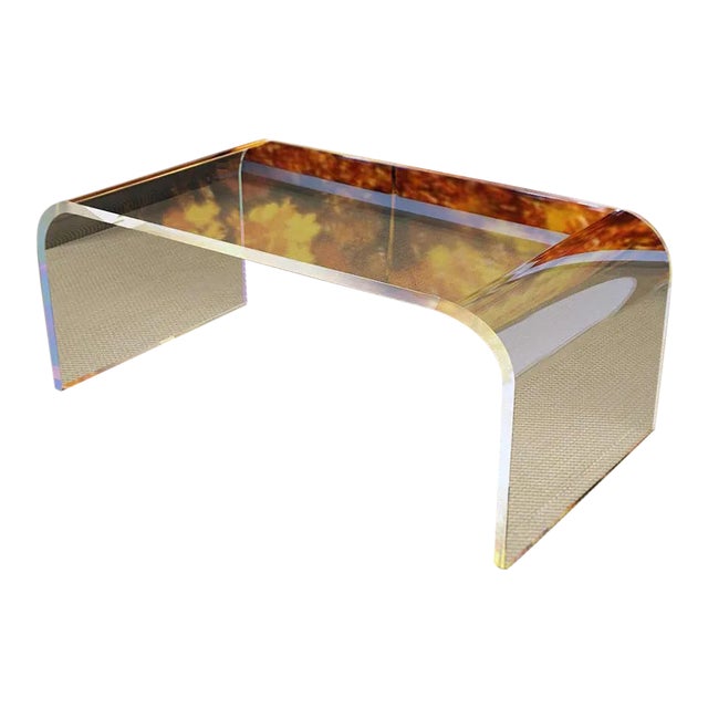 Modern Waterfall Acrylic Coffee Table For Sale