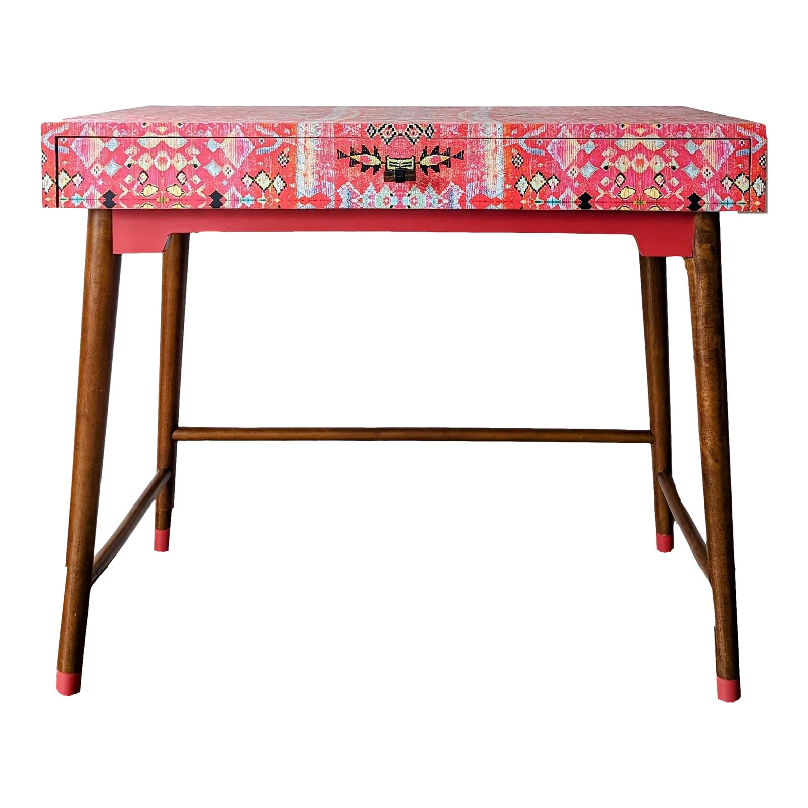 Boho Mid-Century Kilim Rug Desk | Chairish