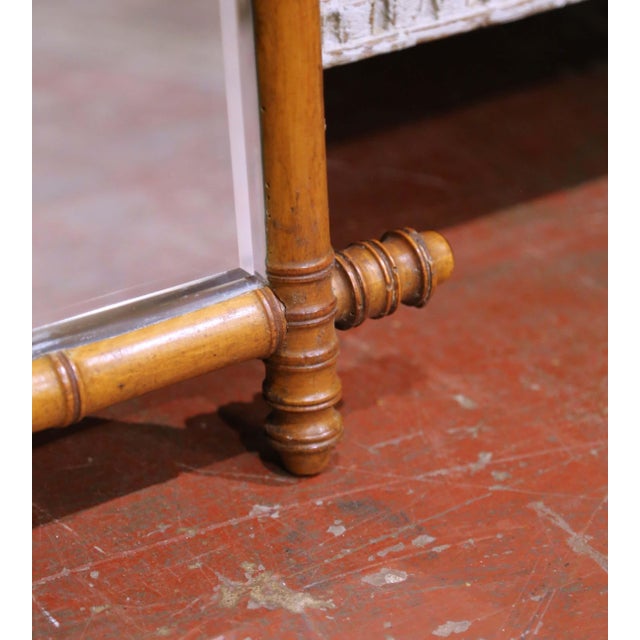 Early 20th Century French Faux Bamboo Wall Mirror With Beveled Glass For Sale - Image 4 of 6