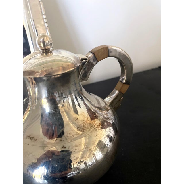 Modern Mexican Modernistic Sterling Silver Tea Coffee Set by Hector Aguilar For Sale - Image 3 of 18