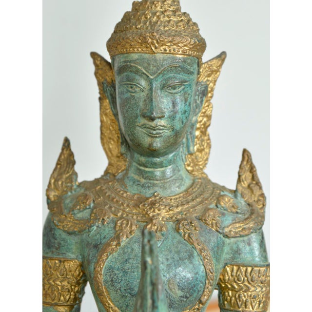 Bronze Brass Gilt Thai Teppanom Buddha Table Lamps in the style of Mont, Belgium, Set of 2 For Sale - Image 13 of 18