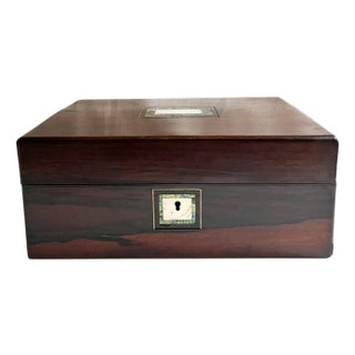 Antique Victorian Rosewood Box With Mother-of-Pearl Inlay – English, Circa 1850 For Sale