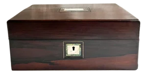 Antique Victorian Rosewood Box With Mother-of-Pearl Inlay – English, Circa 1850