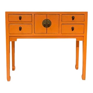 1990s Asian Orange Color Beijing Console Table For Sale