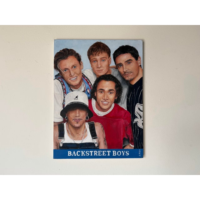 Figurative S. McLain Backstreet Boys Pop Culture Acrylic on Canvas Painting For Sale - Image 3 of 11