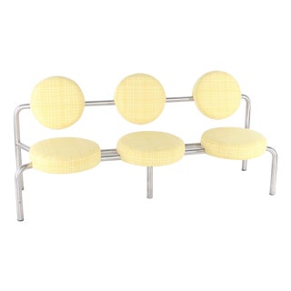 Steel and Fabric Bench, 1980s For Sale