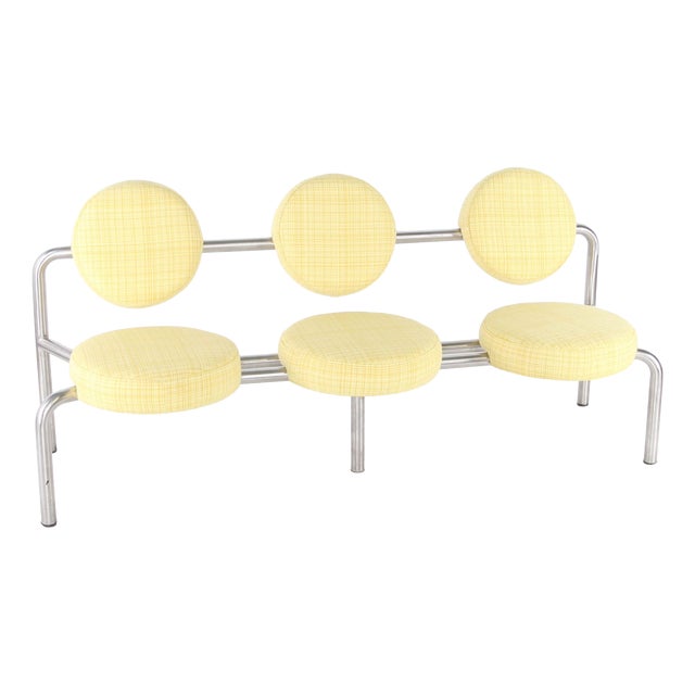 Steel and Fabric Bench, 1980s For Sale