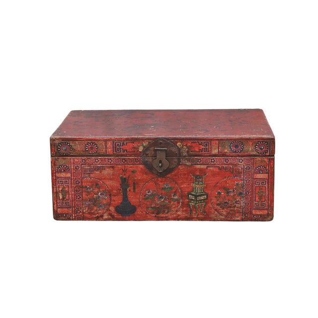 Chinese Antique Chinese Painted Chest For Sale - Image 3 of 5
