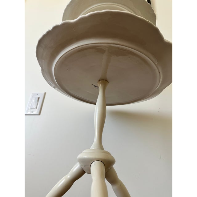 Elegant Vintage White Two Tier Ceramic Serving Stand For Sale - Image 9 of 10