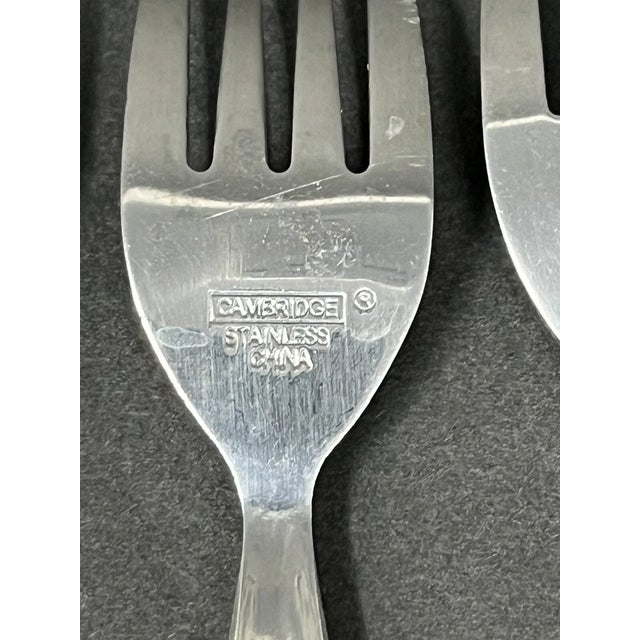 Vintage Cambridge Stainless Steel Flatware Bamboo Look Plastic Handles - Set of 15 For Sale - Image 6 of 6