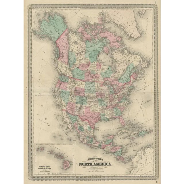 Antique Map of North America by Johnson, 1872 For Sale - Image 3 of 6