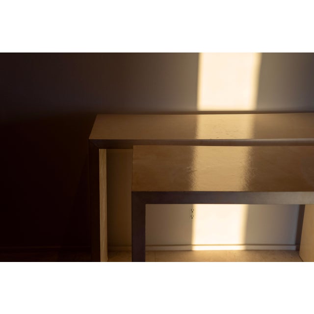 1980s Parchment Covered Console Table (In the Manner of Jean-Michel Frank) For Sale - Image 10 of 14