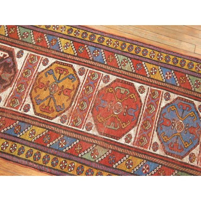 Textile Tribal Geometric Antique Zabihi Collection Persian Kurdish Runner - 3' x 16'5" For Sale - Image 7 of 10
