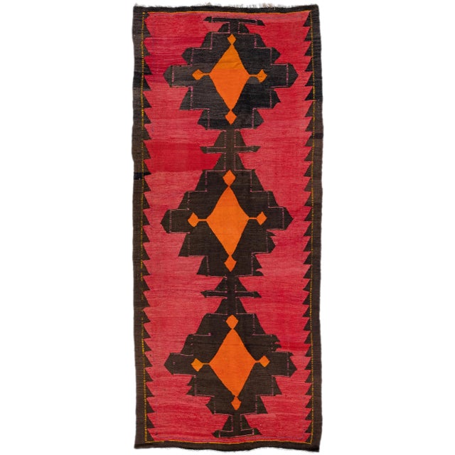 1960s Vintage Turkish Kilim Red Handmade Tribal Wool Rug For Sale - Image 10 of 10