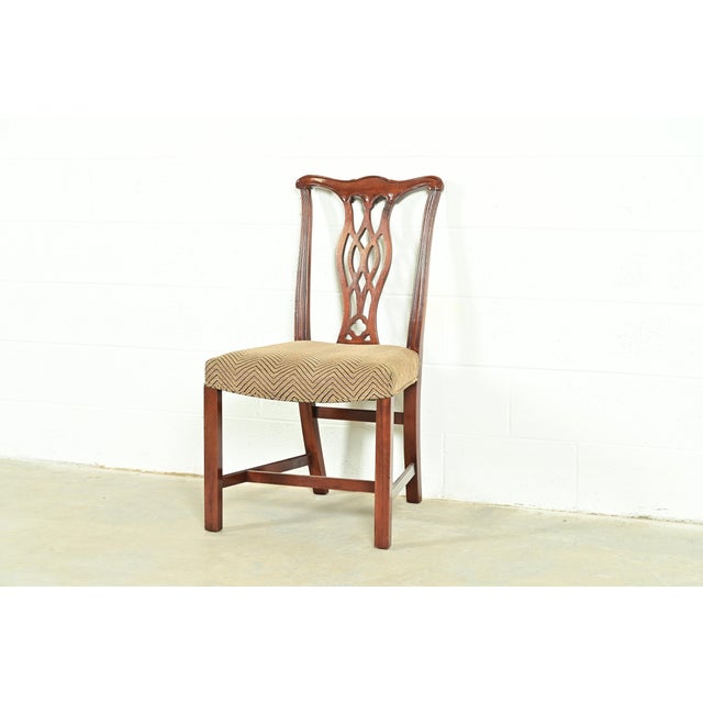 A gorgeous Georgian or Chippendale style side chair or dining chair Attributed to Baker Furniture USA, Circa 1980s Solid...