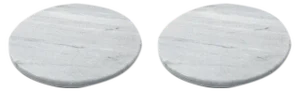 Rounded White and Grey Marble Coasters With Cork from Fiammettav Home Collection, Set of 2