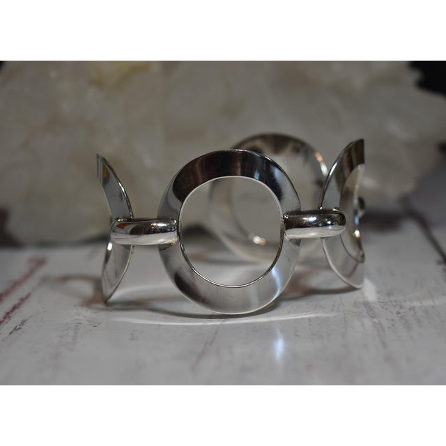 Late 20th Century Mod Sterling Silver Circle Cuff Bracelet For Sale - Image 10 of 15