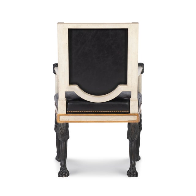 French Tara Shaw for Century Furniture Robert Arm Chair - Black Leather For Sale - Image 3 of 6