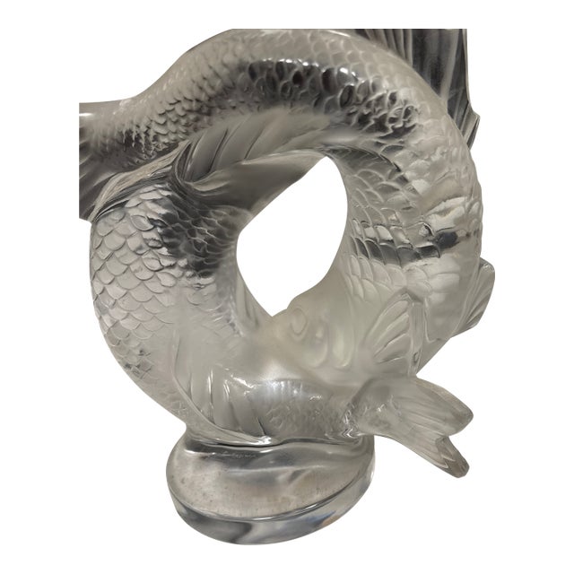 Lalique Double Fish Sculpture For Sale