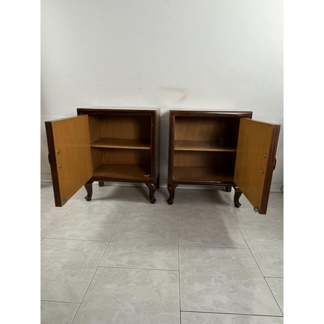 Wood Italian Art Deco Bedside Tables, 1940s, Set of 2 For Sale - Image 7 of 11