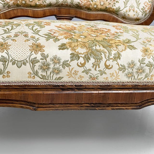Italian 19th Century Style Sofa in Floral Fabric and Wood, 1930s For Sale - Image 12 of 18