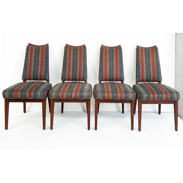 1960s John Keal Brown Saltman Dining Chairs, Set of Four Offered for sale is a refined set of 4 Danish Modern dining...