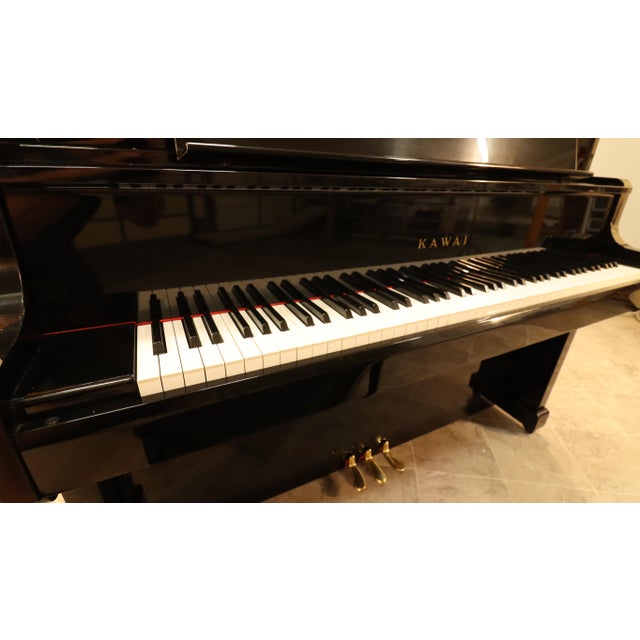 1980s Kawai Us-55 Professional Japanese Upright Grand Piano — Polished Ebony For Sale - Image 11 of 17