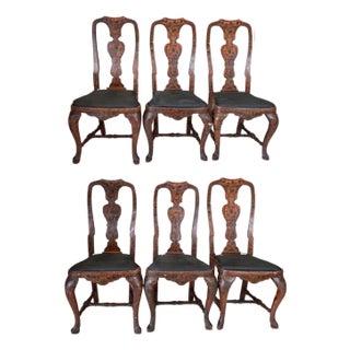 18th Century Rococo Set of 6 Painted Dining Chairs From Lucca For Sale