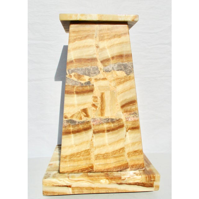 Art Deco Illuminated Moble Pedestal Marble and Onyx For Sale - Image 3 of 12