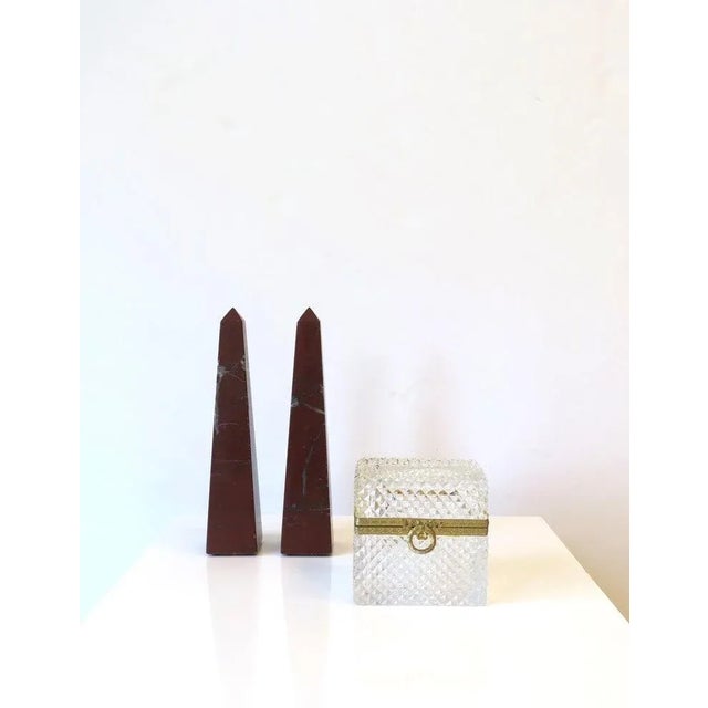 Burgundy Italian Marble Obelisks, Pair For Sale - Image 8 of 12