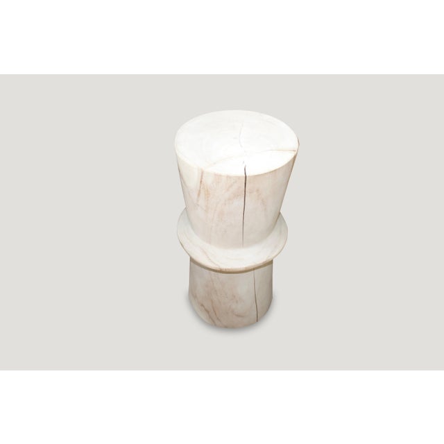 Contemporary Andrianna Shamaris Bleached Teak Wood Side Table or Stool For Sale - Image 3 of 5