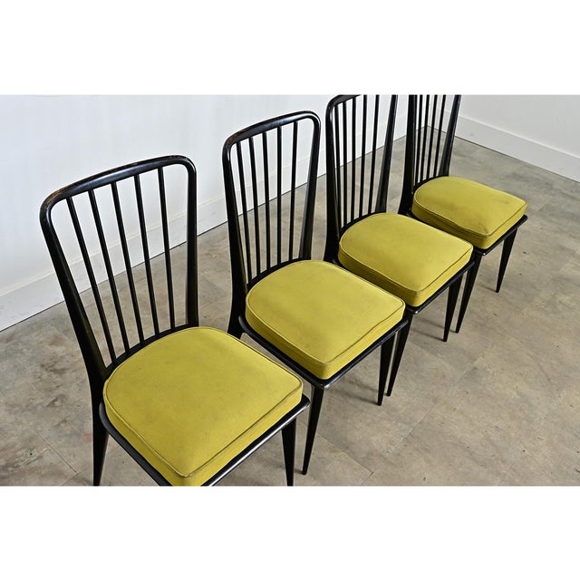 French Set of Four Mid-Century Dining Chairs Attributed to Charles Ramos For Sale - Image 11 of 13