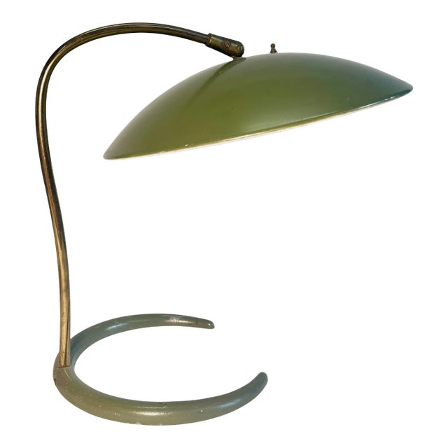 Mid 20th Century Mid Century Modern Green Enamel Desk Lamp For Sale