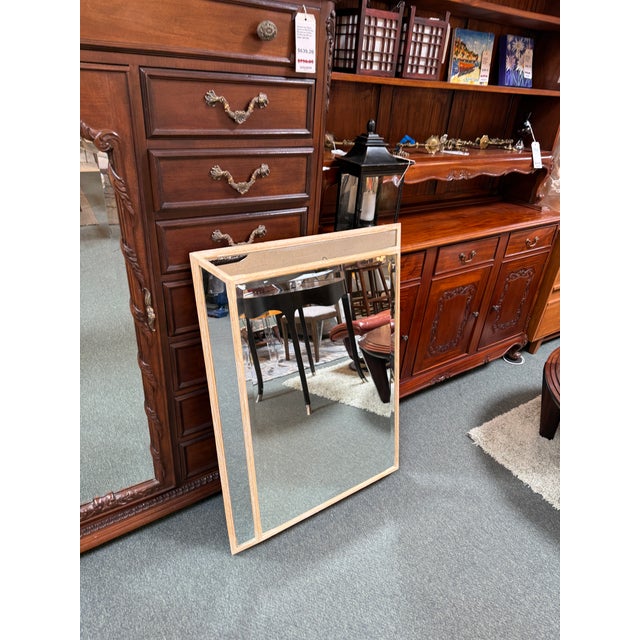 Wood Serena & Lily Birch Wood Shadow Box Wall Mirror For Sale - Image 7 of 12