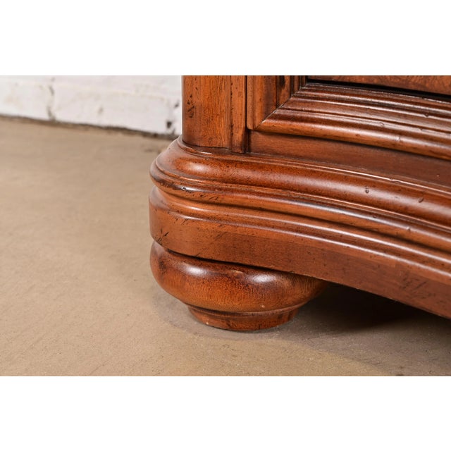 Wood Thomasville French Louis Philippe Burl Wood Marble Top Three-Drawer Dresser Chest For Sale - Image 7 of 11