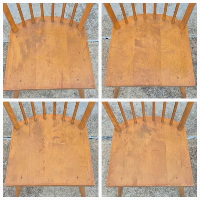 Midcentury Modern Russel Wright for Conant Ball Solid Birch Spindle Back Dining Chairs, Set of 4 For Sale In Washington DC - Image 6 of 17