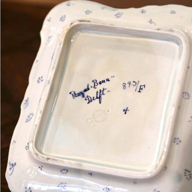 Early 20th Century Royal Bonn Delft Faience Sardine Dish With Dolphin Handle For Sale - Image 12 of 13