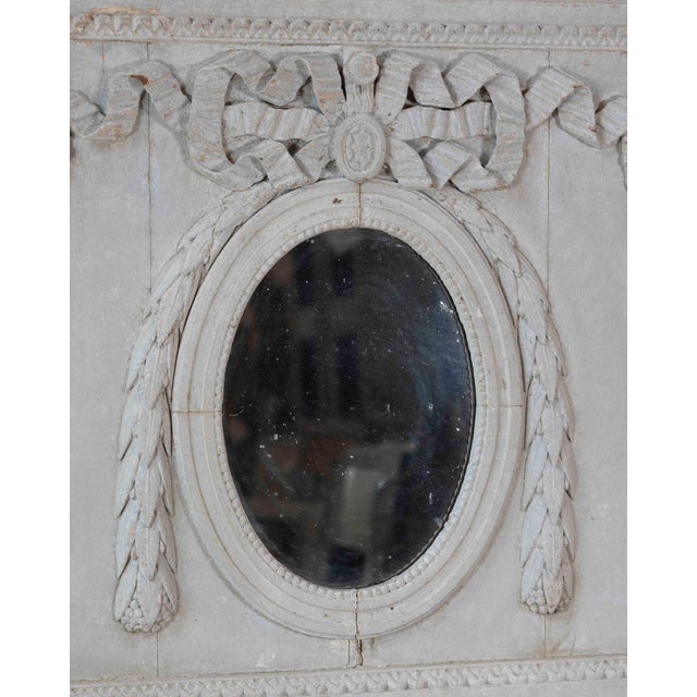 Neoclassical 19th Century French Painted Boiserie Panel with Original Mirror Plate For Sale - Image 3 of 8