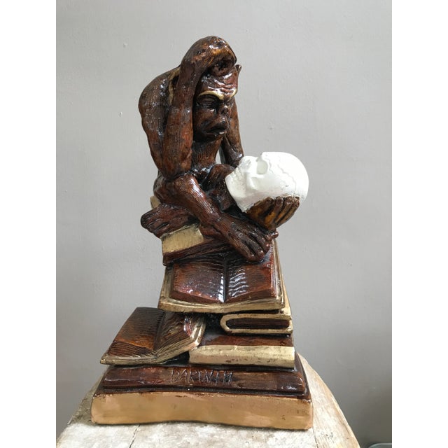 Brown 1950s Darwin’s Human Evolution Chalkware Statue For Sale - Image 8 of 8
